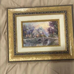 Framed Cottage Scene Art Thomas Kinkade
